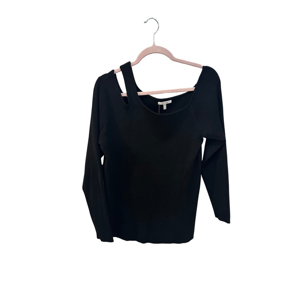 Black Ribbed Cutout Shoulder Sweater Women's XL Holiday Party New Years Gift NWT